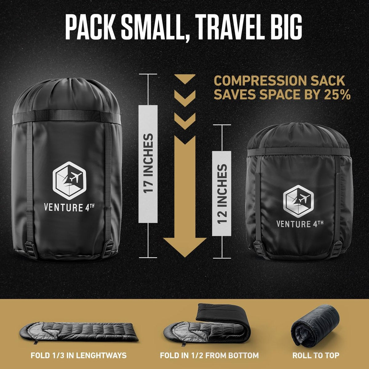 Packs small into the included compression sack