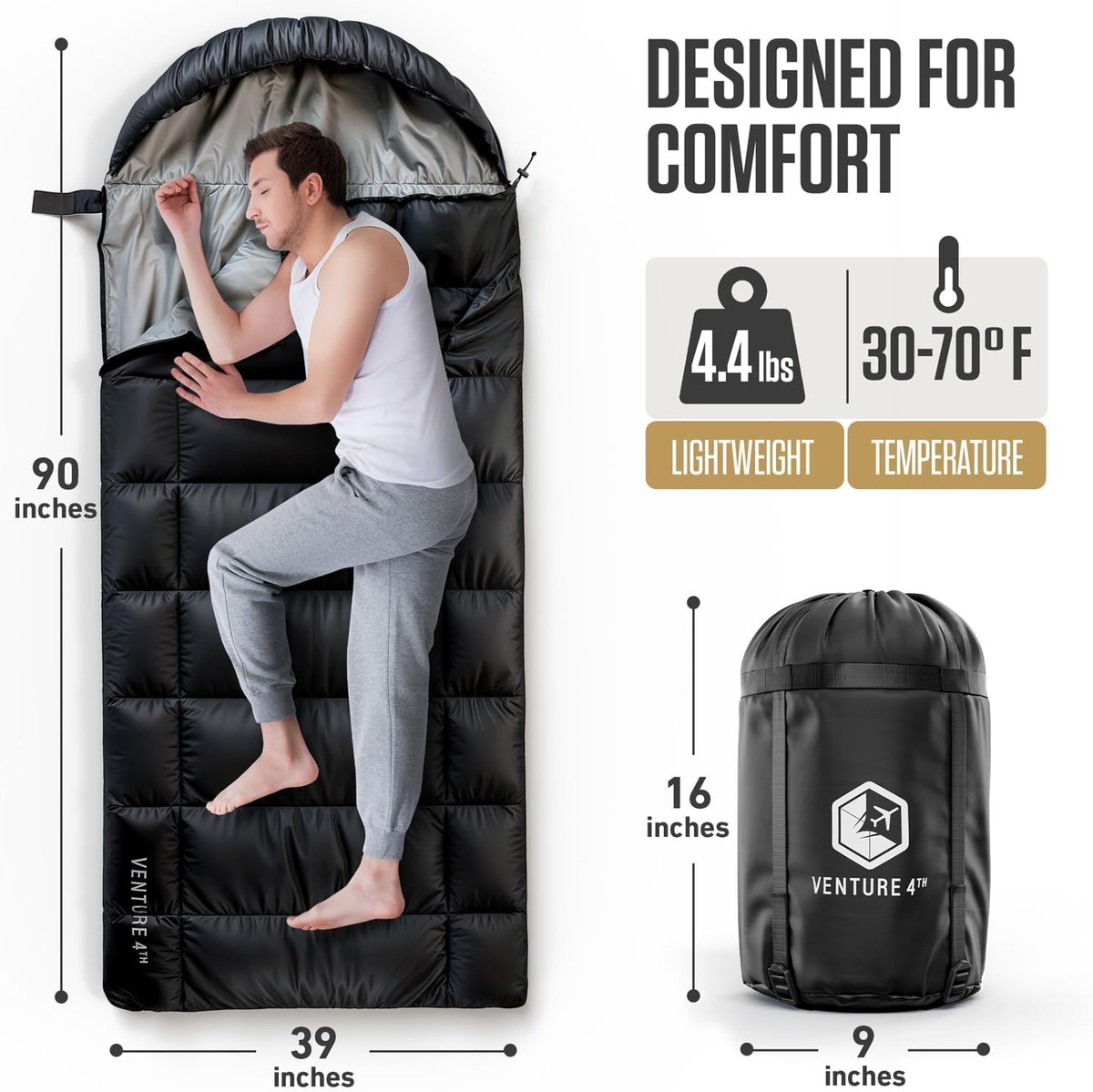 90 by 39 inches — designed for comfort