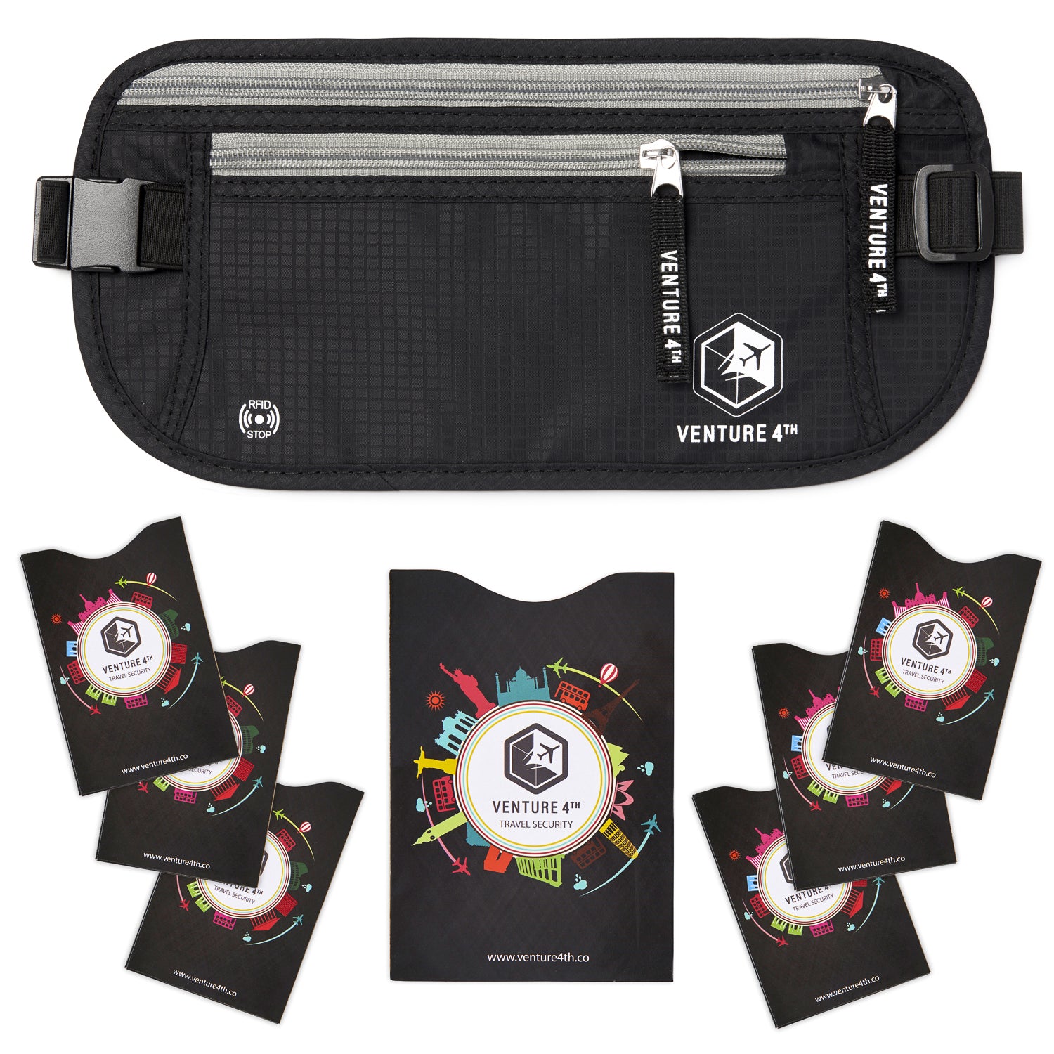 VENTURE 4TH Travel Money Belt with RFID Sleeves